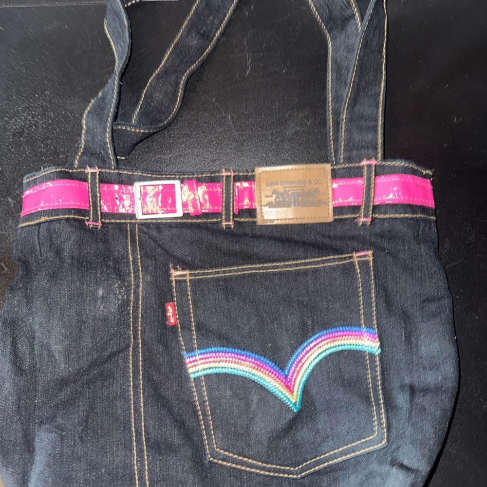 Levi's Black Denim Bag with Pink and Rainbow Details